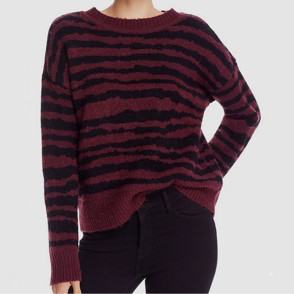 Aqua Zebra Stripe Drop Shoulder Sweater - Picture 1 of 6